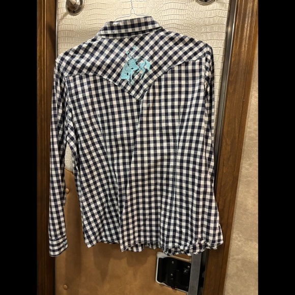 Michael Ryan Plaid shirt with bucking horses - Picture 2 of 2